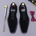 Herren Oxford-Schuhe aus schwarzem Wildleder mit weißer Kontrastnaht und Karree-Spitze - EU 37 / Schwarz