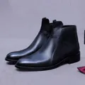 Classic black leather Chelsea boots for men with a sleek matte finish and business style - EU 37 / Black