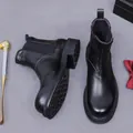 Polished black leather Chelsea boots for men with elastic side and anti-slip sole - EU 37 / Black