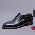 Black leather oxford dress shoes for men with silver studs and wooden shoe tree detail - EU 37 / Black