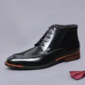 Bottines en cuir noir poli pour homme avec lacets et bord de semelle orange vif - EU 37 / Noir