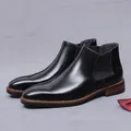 Polished black leather Chelsea boots for men with classic elastic side panels and wooden heel - EU 37 / Black