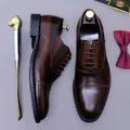 Klassische dunkelbraune Cap-Toe Oxford-Schuhe für Herren mit Vintage-Farbverlauf - EU 39 / Vintage Braun