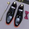 Men's black leather brogues with tassels and striking orange sole for business casual style - EU 37 / Black