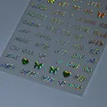 Laser holographic adhesive nail art stickers with metallic words and butterfly patterns - Letters Butterfly (M-019) / Holographic