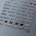 3D embossed rose gold nail art sticker with M-019 Love Heart and Butterfly patterns - Letters Butterfly (M-019) / Rose Gold