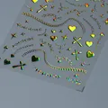 Holographic 3D nail sticker model M-022 featuring laser hearts and star patterns - Chain Cross (M-022) / Holographic