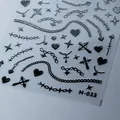 3D metallic silver nail sticker M-022 with chains, stars and hearts in Y2K style - Chain Cross (M-022) / Silver