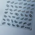 Silver 3D chain design self-adhesive nail art sticker variant M-023 for manicure - Interlocking Chains (M-023) / Silver