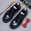 Men's black patent leather monk strap shoes with thick rubber soles and silver buckle - EU 37 / Black