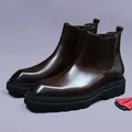Business Chelsea Boots aus dunkelbraunem Leder mit dicker Gummisohle für Herren - 37 / Kaffeebraun