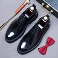 Polished black leather men's dress shoes with thick soles and metal rivet details - EU 37 / Black