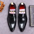 Classic black leather loafers for men in a formal business style with premium finish - EU 38 / Black