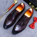 Men's dark brown brogue oxfords with handcrafted gradient finish and wood shoe trees - EU 37 / Coffee