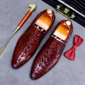 Scarpe eleganti da uomo in pelle bordeaux con trama coccodrillo e struzzo - 46 / Borgogna