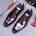Scarpe Oxford business in pelle bordeaux lucida con classica allacciatura a cinque fori - 37 / Caffè