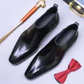 Polished black leather Chelsea boots for men with elastic side panels and sleek design - EU 37 / Black