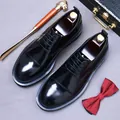 Men's black patent leather derby shoes with mirror finish and premium wood shoe trees - EU 37 / Black
