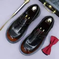 Mocassini formali da uomo in pelle marrone sfumata con finitura lucida di alta qualità - EU 37 / Marrone Patinato