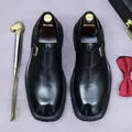 Polished black leather monk strap men's shoes with silver buckle in business setting - EU 37 / Black