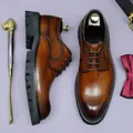 Scarpe Brogue in pelle marrone con dettagli artigianali e suola in gomma antiscivolo - EU 37 / Marrone
