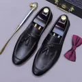Classic black leather tassel loafers for men with an elegant business gentleman aesthetic - EU 37 / Black
