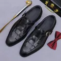 Sandalias de cuero trenzado negro para hombre con hebilla Monk para negocios y ocio - EU 37 / Negro