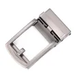 Business men's automatic belt buckle made of premium dark gray brushed alloy metal - Pale Gunmetal