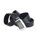 Herren Automatik Ledergürtel aus schwarzem Leder mit eleganter Metallschnalle für Business - 100-135CM / Schwarz