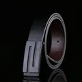 Cintura da uomo in pelle a doppio strato con fibbia a Z nero opaco e interno marrone - 702 / 100-135CM
