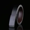 Cintura da uomo in pelle nera a doppio strato con fibbia rettangolare opaca - Stile Nero Opaco(704)