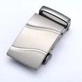 Business men's automatic belt buckle in gunmetal alloy with brushed wave texture - Gunmetal Gray Brushed Style (038)