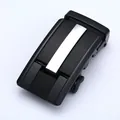 Business alloy automatic belt buckle with silver diagonal brushed finish for men - Black Brushed Style (MJ-ZDK-065)