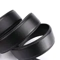 Men's black leather belt strap with fine grain texture and durable double stitching - 115cm / Black