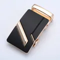 Business automatic belt buckle in gold and black matte finish for men's leather belts - Gold Matte Style (MJ-ZDK-006 Gold)