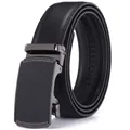 Cintura classica in pelle nera da uomo con cinturino testurizzato e fibbia automatica in metallo - 190 Nero