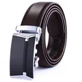Ceinture pour homme en cuir marron foncé avec boucle automatique et texture grainée - 110 / Argent Brun