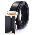 Ceinture pour homme en cuir noir avec motif litchi et boucle automatique or rose - 120 / Or Noir