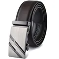 Men's automatic buckle leather belt with lychee texture and brushed metal buckle - 110 / Y-213 Brown Style (5753852643063)