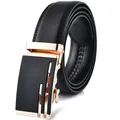 Cinturón de hombre en cuero negro con hebilla automática y marco de metal dorado - 110 / Hebilla Dorada Negro