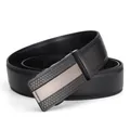 Cinturón de cuero negro para hombre con hebilla automática, patrón de panal y acabado metálico - 110cm / 194-14 Patrón Negro