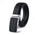 Classic men's black leather belt with silver automatic buckle in a professional business style - Style 192 Black