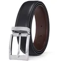 Herren Ledergürtel zum Wenden mit silberner Dornschließe in Schwarz und Dunkelbraun - 105cm / Schwarz und Braun doppelseitig