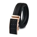 Men's black leather belt with gold-dotted automatic buckle and smooth textured finish - 110 / Gold Buckle Black
