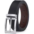 Cintura classica da uomo in pelle con fibbia ad ago argentata per abiti business e casual - 105cm / Nero/Marrone