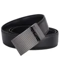 Ceinture en cuir noir de qualité pour hommes avec boucle automatique texturée - 110-130 / 068 Boucle Gunmetal Noir