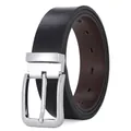 Cintura da uomo in pelle bicolore nero e marrone con fibbia classica in metallo - Nero (829) / 105cm