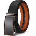 Cintura da uomo in pelle con fibbia automatica e trama in fibra di carbonio - 110cm / Nero