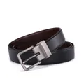Reversible black and brown leather belt for men with rotatable gunmetal pin buckle - Rotating Pin Buckle Black (ZK-834) / 105cm