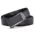 Classic black leather belt for men with high-quality alloy automatic buckle - 110cm / Black